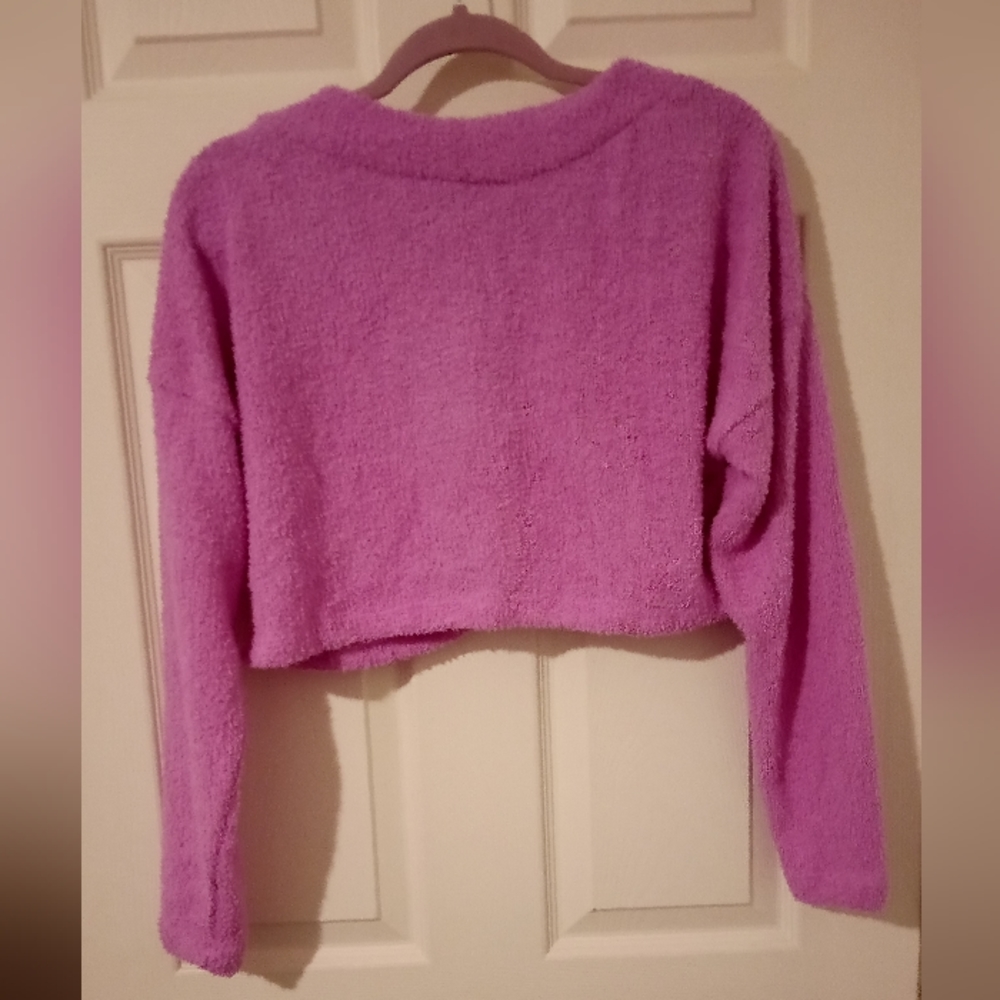 (Clearance) Wild fable purple ๐ crop top long sleeve button up sweater - Picture 4 of 6